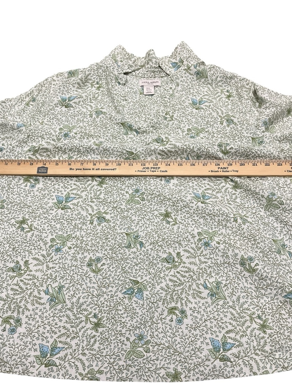 Laura Ashley Cottagecore Blue Green Floral Top 2X Romantic Prairie Blouse - Picture 7 of 9
